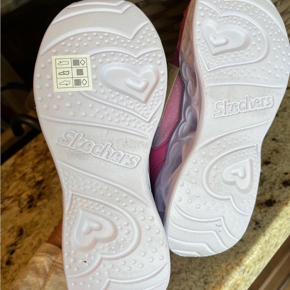 Sketchers Heart Light Up Shoes Pink Glittery Sneakers White Sole - Picture 14 of 16